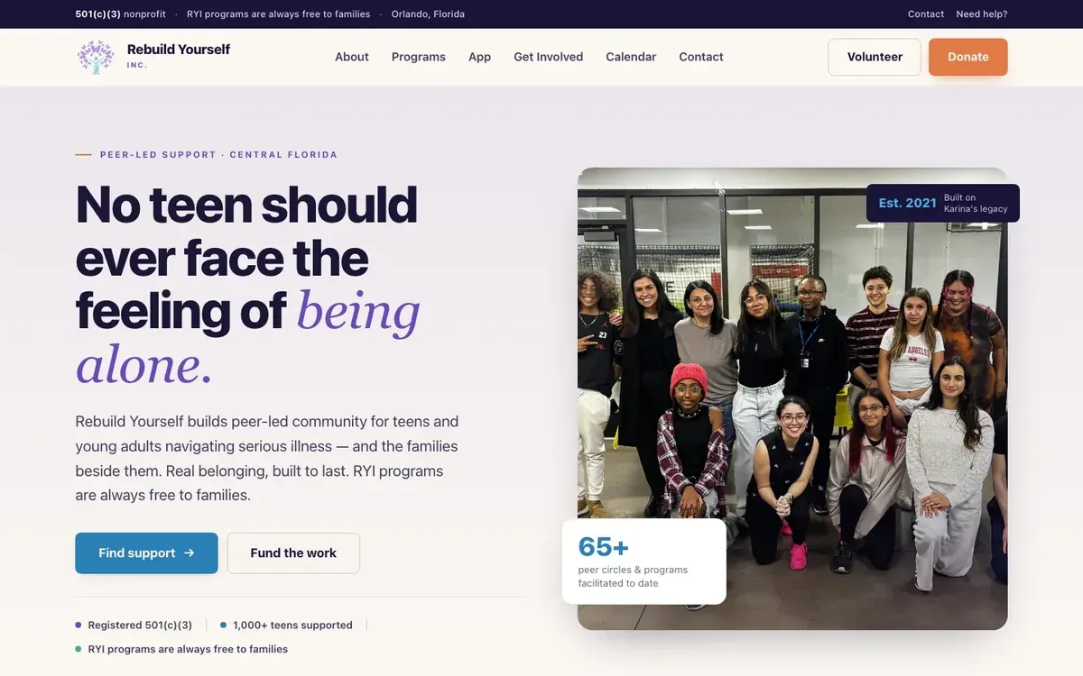 The Rebuild Yourself website home page